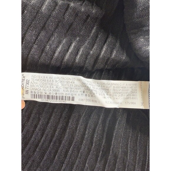 NWT Zara Shimmery Metallic Silver Black Ruffle Party Mini Dress Size Large - Picture 10 of 11